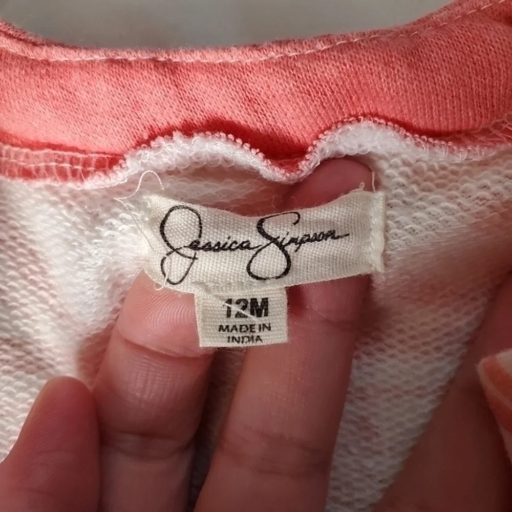 Baby Jessica Simpson jacket. Size 12‎ months. Bohemian. Zip. Pink and whi…